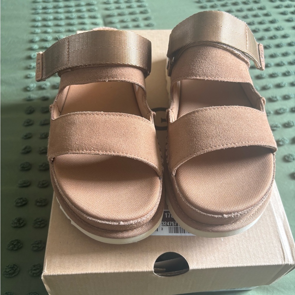UGG Tan Platform Sandals with Chunky Sole